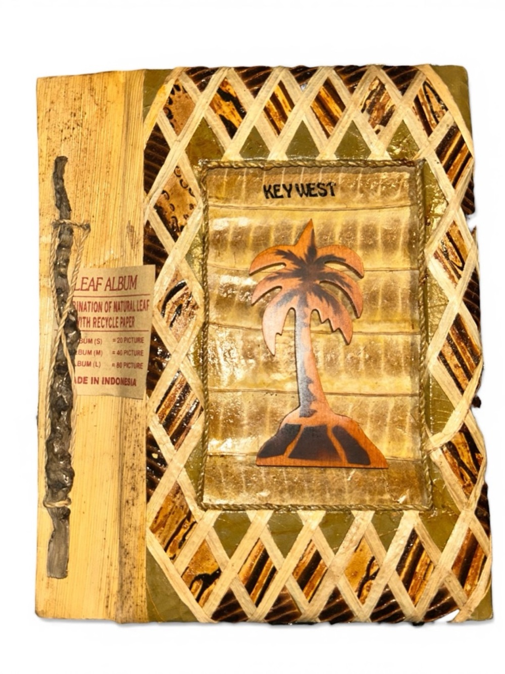 Key West Palm Leaf Photo Album - Gold and Brown